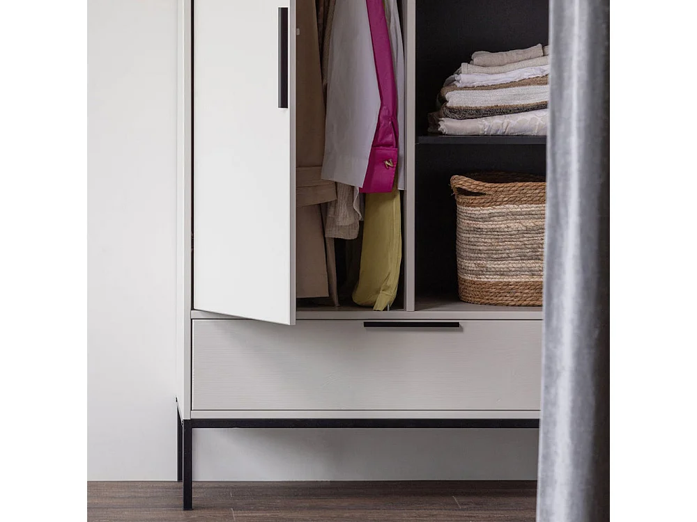 Adam - Armoire 2 portes 1 tiroir en bois - Beige