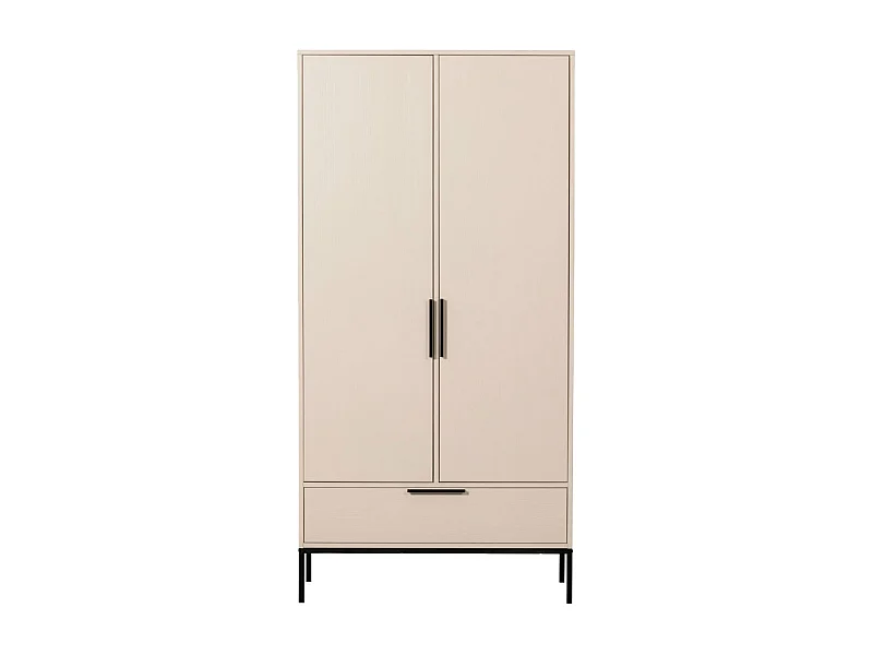 Adam - Armoire 2 portes 1 tiroir en bois - Beige