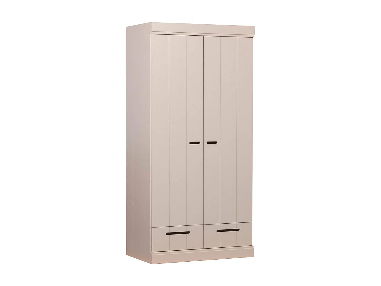 Connect - Armoire en pin 2 portes 2 tiroirs - Gris clair