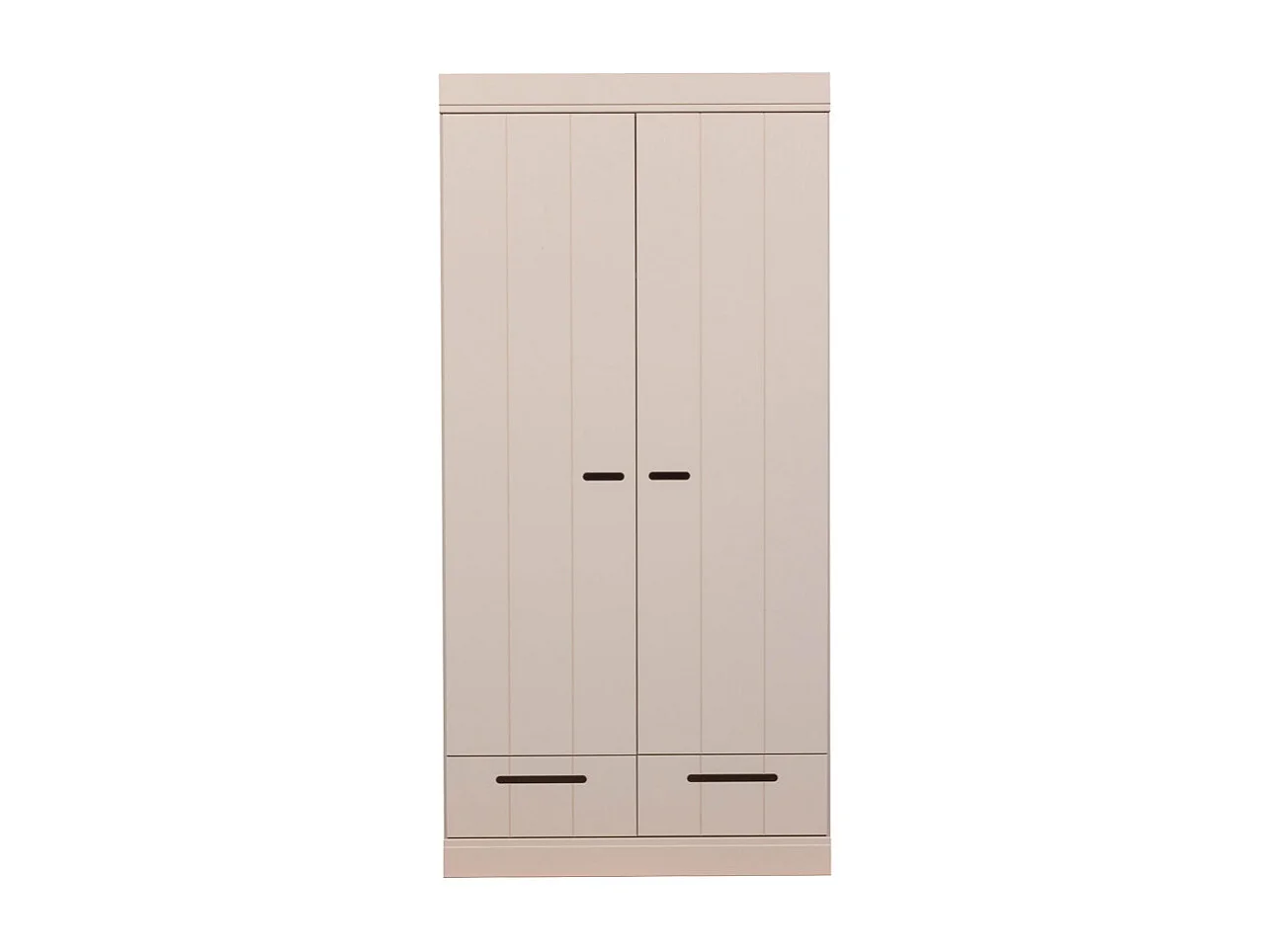 Connect - Armoire en pin 2 portes 2 tiroirs - Gris clair