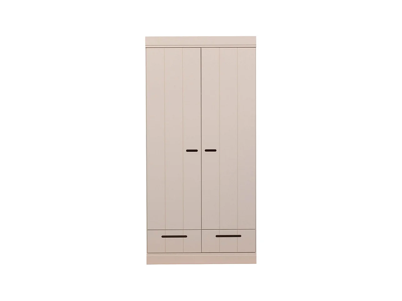 Connect - Armoire en pin 2 portes 2 tiroirs - Gris clair