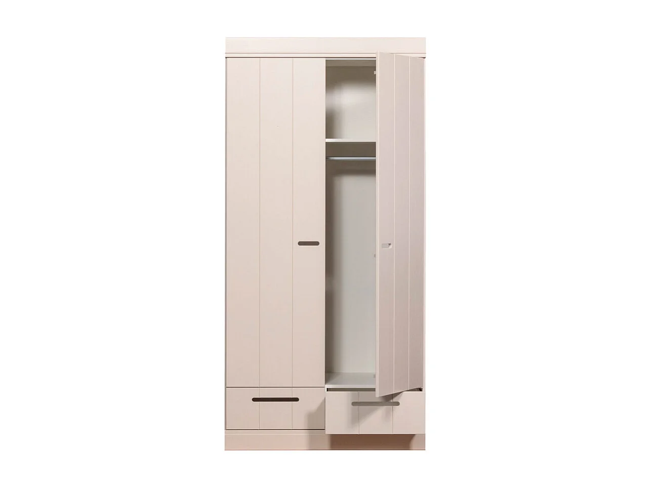 Connect - Armoire en pin 2 portes 2 tiroirs - Gris clair