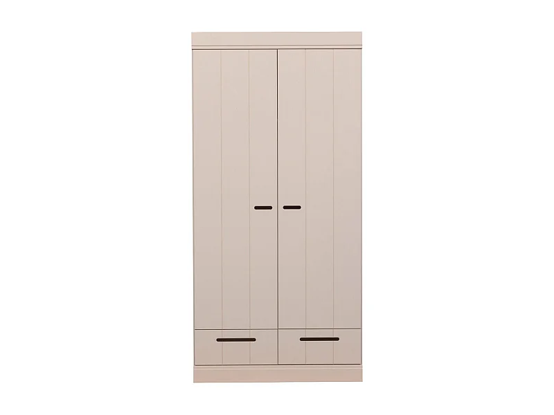 Connect - Armoire en pin 2 portes 2 tiroirs - Gris clair