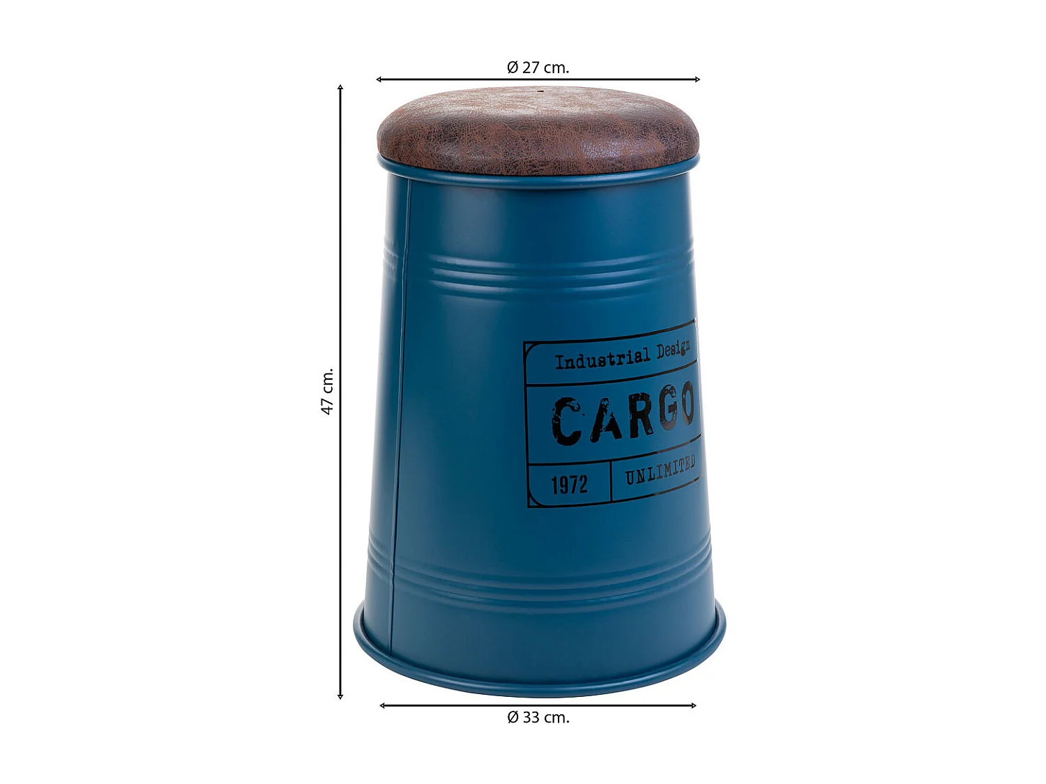 Sgabello in metallo rivestito stampato blu 33x47