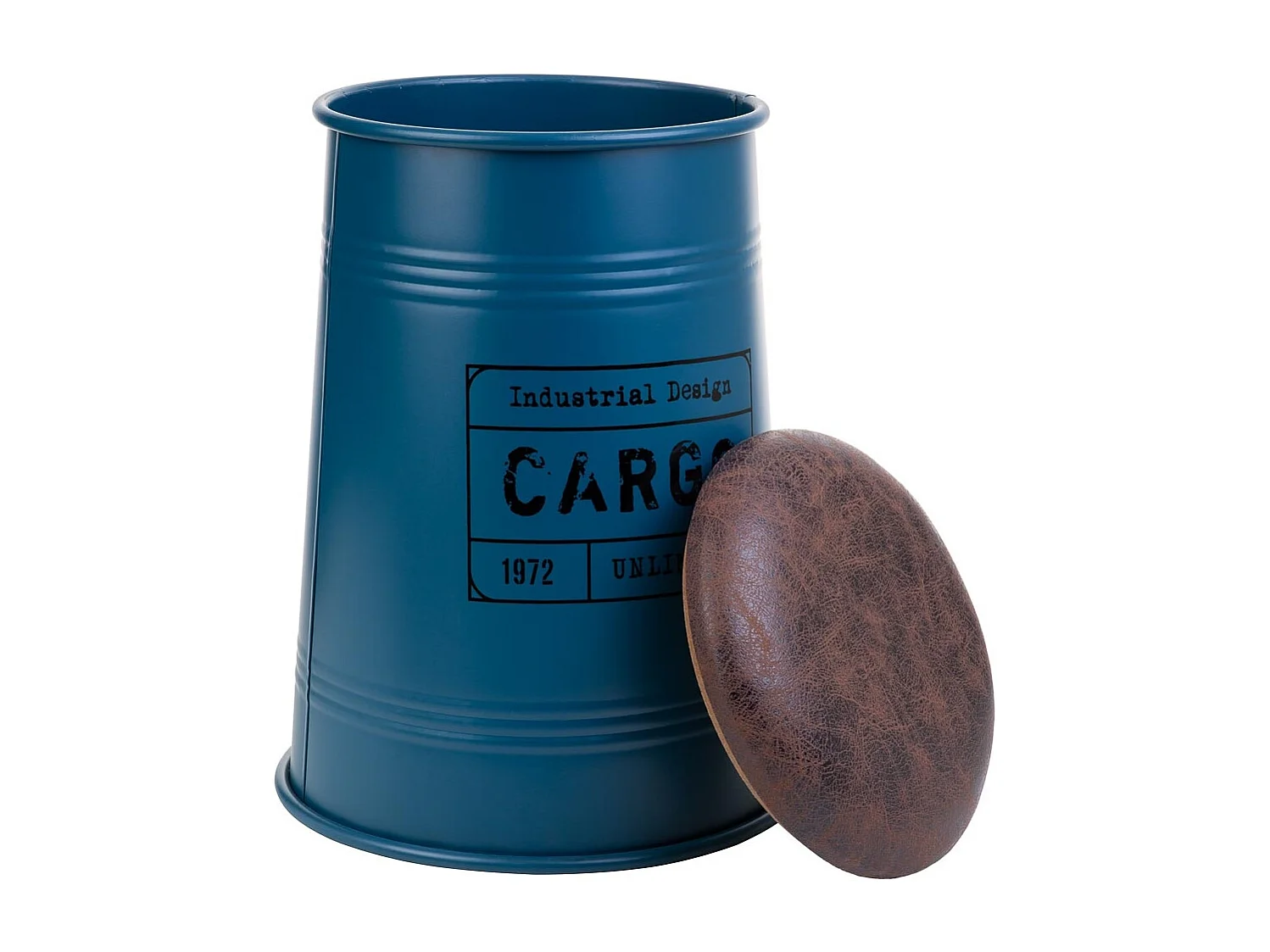 Tabouret en métal rembourré imprimé bleu 33x47