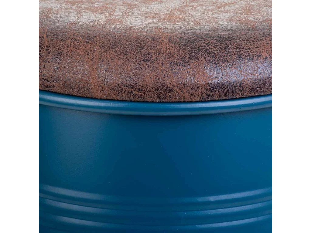 Tabouret en métal rembourré imprimé bleu 33x47