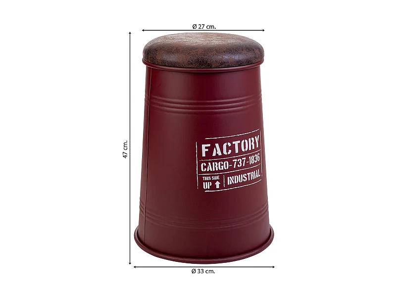 Metallhocker mit bedrucktem Stoff rot 33x47