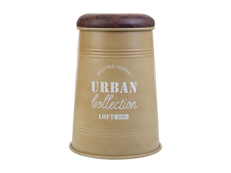 Metallhocker mit bedrucktem Stoff grün 33x47