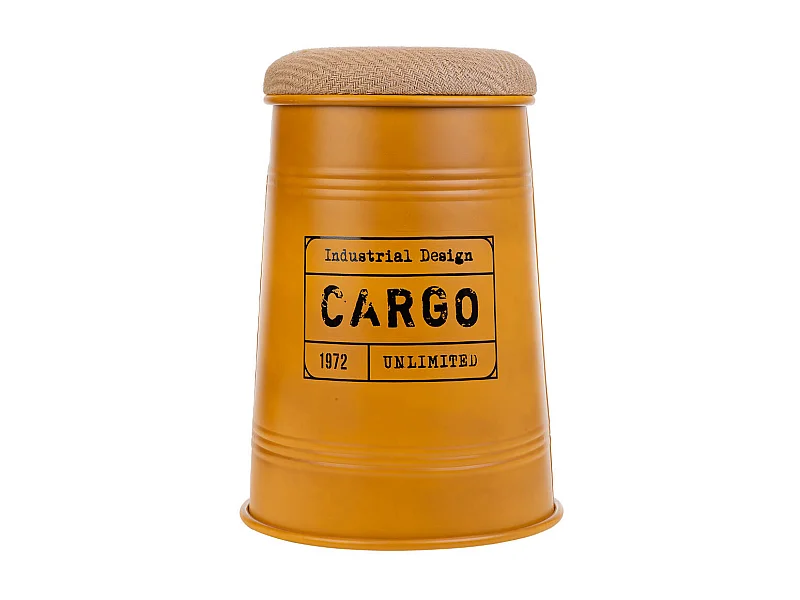 Banquinho de metal estofado impresso amarelo 33x47