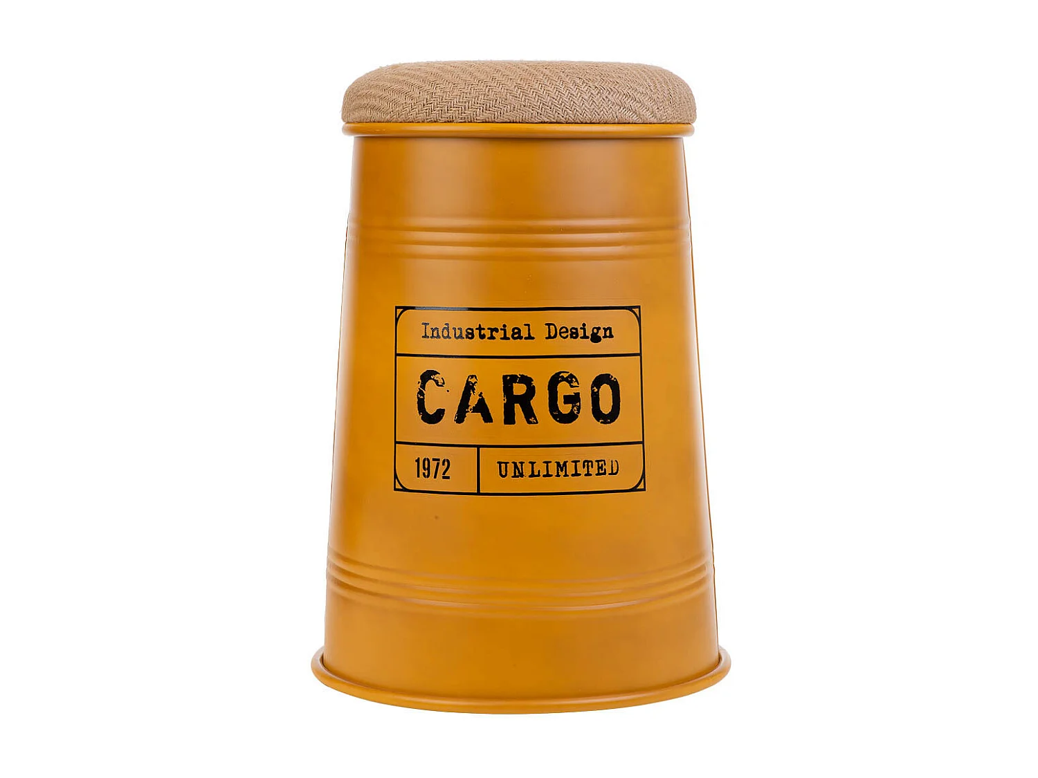 Metallhocker mit bedrucktem Stoff gelb 33x47