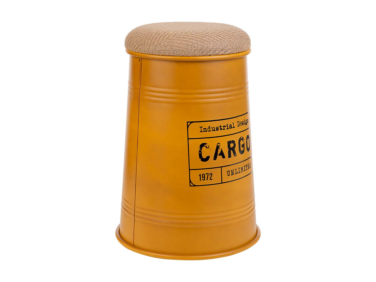 Metallhocker mit bedrucktem Stoff gelb 33x47