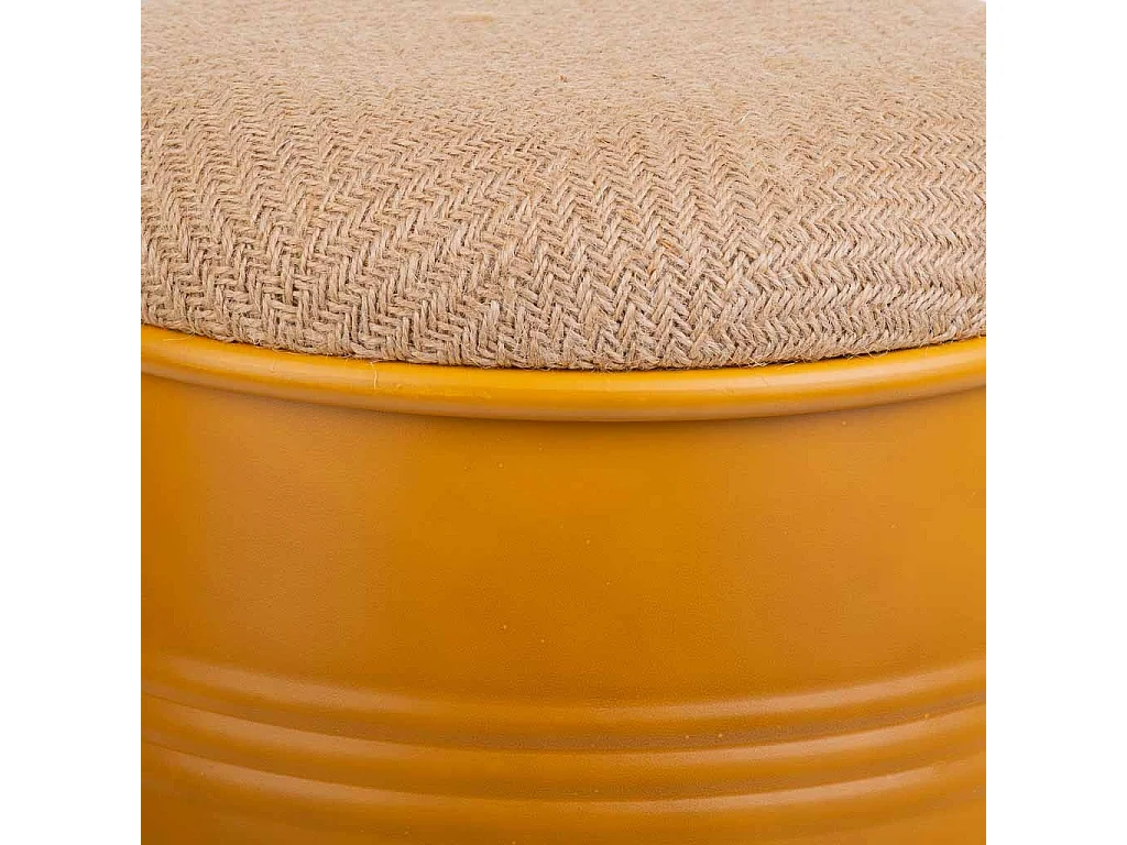 Tabouret en métal rembourré imprimé jaune 33x47