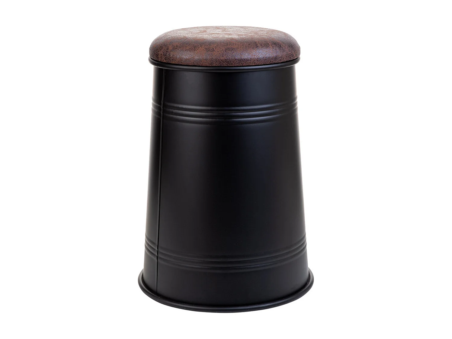 Banquinho de metal estofado impresso preto 33x47