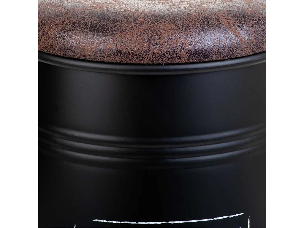 Banquinho de metal estofado impresso preto 33x47