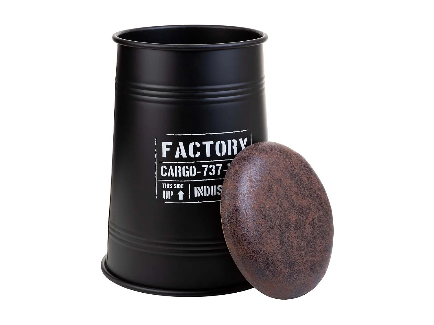 Tabouret en métal rembourré imprimé noir 33x47