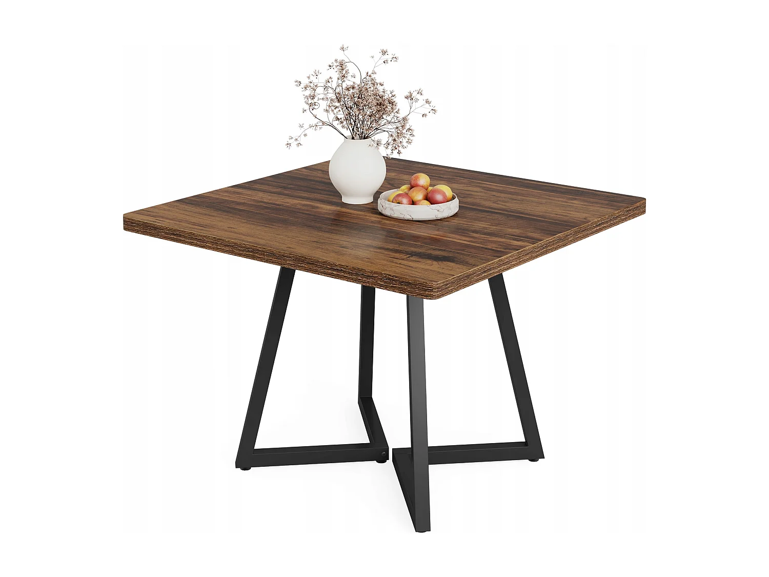 Tavolo da cucina per 4 persone, piccolo tavolo da pranzo con gambe in metallo in stile industriale, 80 x 80 x 75 cm