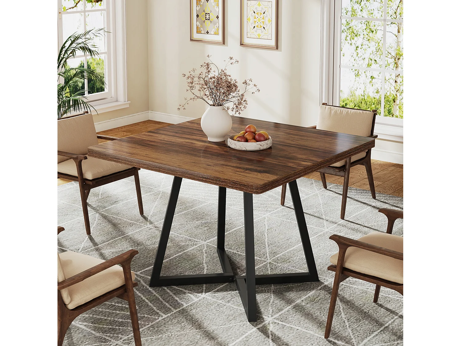 Tavolo da cucina per 4 persone, piccolo tavolo da pranzo con gambe in metallo in stile industriale, 80 x 80 x 75 cm