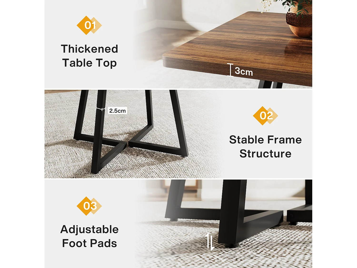 Table de Cuisine pour 4 Personnes, Table de Salle à Manger Petite avec Pied métallique de Style Industriel, 80 x 80 x 75 cm