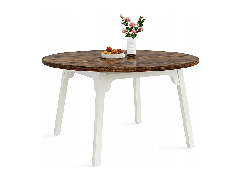 Table de Salle à Manger Ronde pour 4-6 Personnes, Table de Cuisine Circulaire de 120 cm avec Surface texturée en Bois (Marron)
