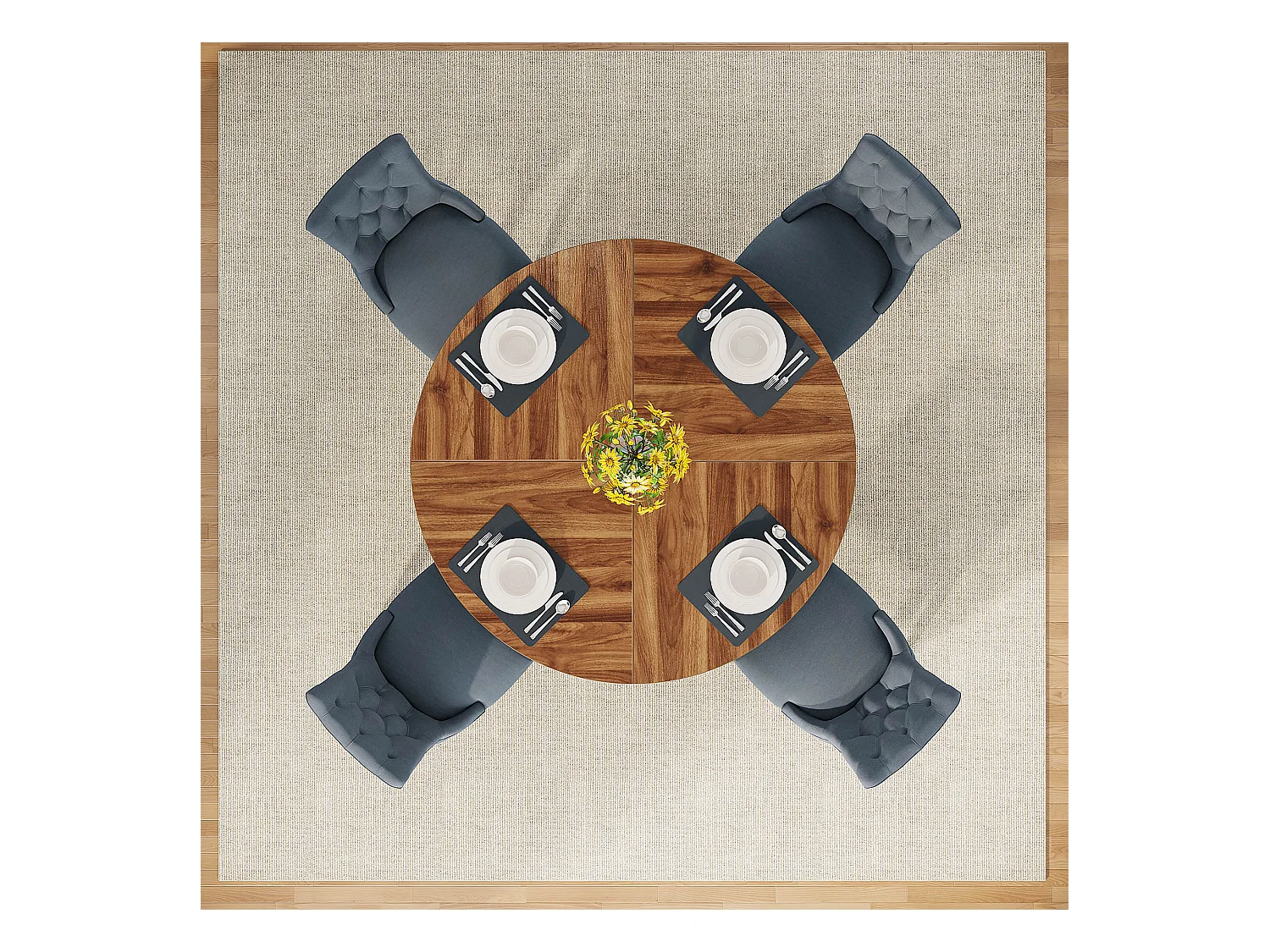 Table ronde pour salle à manger, cuisine, salle à manger, salon, 120 cm, pour 4 personnes, marron rustique (table uniquement)