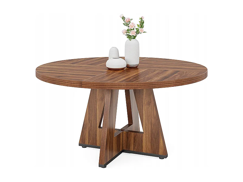 Ronde eettafel voor keuken, eetkamer, woonkamer, 120 cm, 4 zitplaatsen, rustiek bruin (alleen tafel)