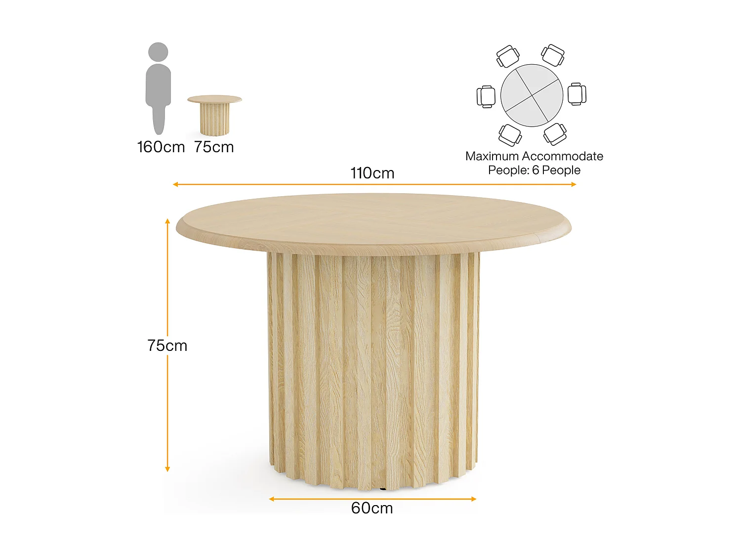Table à Manger Ronde pour 4 Personnes, 120 cm Table de Cuisine Ronde Moderne avec Surface