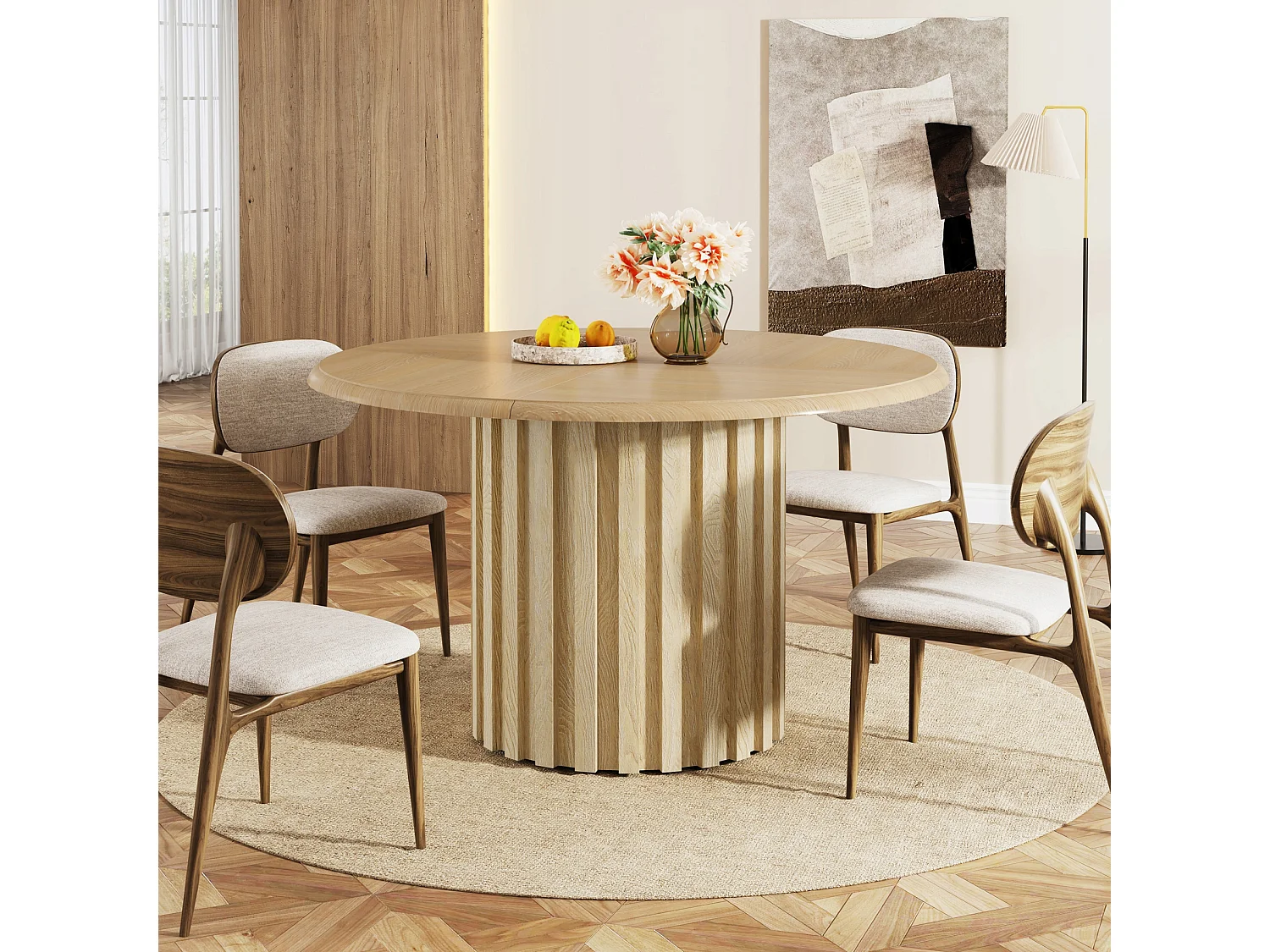 Table à Manger Ronde pour 4 Personnes, 120 cm Table de Cuisine Ronde Moderne avec Surface