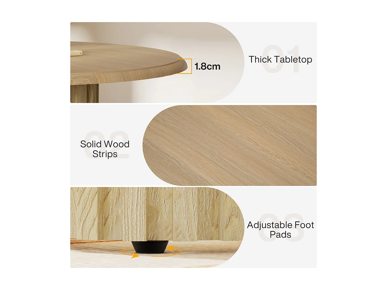 Table à Manger Ronde pour 4 Personnes, 120 cm Table de Cuisine Ronde Moderne avec Surface