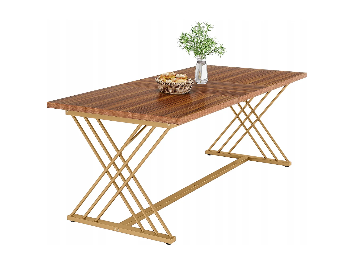 Tribesigns Table à Manger pour 4 à 6 Personnes, 160 x 80 x 75 cm, Table de Cuisine, Table de Salle à Manger rectangulaire avec Cadre en métal pour Salle à Manger et Cuisine, Salon