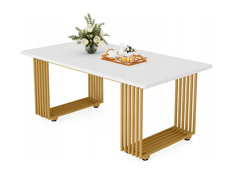 Table de salle à manger moderne pour 6 à 8 personnes, table de salle à manger blanche de 179,8 cm, table de cuisine en bois pour la Saint-Patrick
