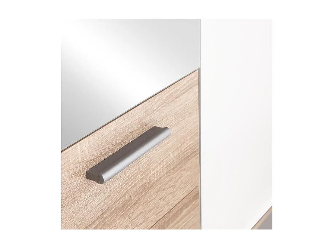 Armario Contemporáneo Blanco y Roble SELKEÄ - 3 Puertas, 2 Cajones - L 121 cm