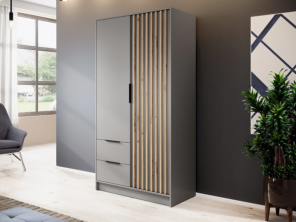 Roupeiro AMBIHOME ELLY 03 - Cinzento, C105xP51xA200cm