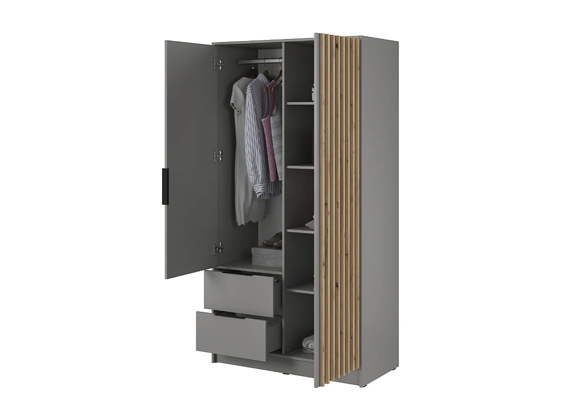 Roupeiro AMBIHOME ELLY 03 - Cinzento, C105xP51xA200cm