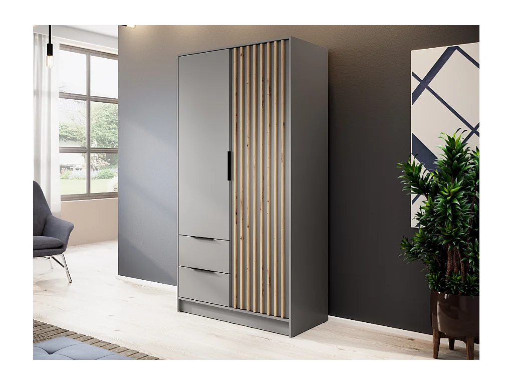 Roupeiro AMBIHOME ELLY 03 - Cinzento, C105xP51xA200cm