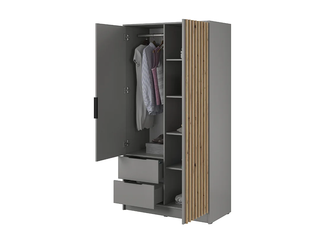 Roupeiro AMBIHOME ELLY 03 - Cinzento, C105xP51xA200cm