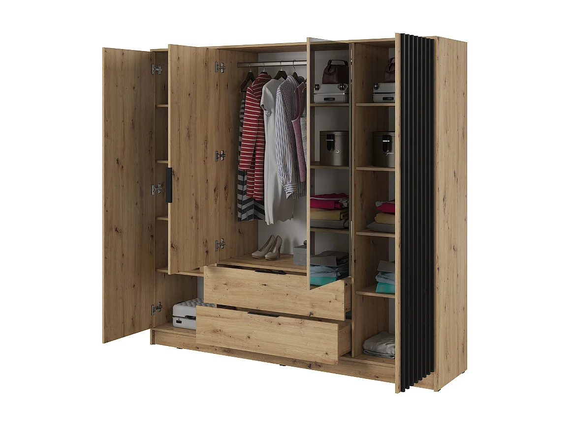 Roupeiro c/espelho AMBIHOME ELLY 08 - Carvalho Artesanal, C206xP51xA200cm