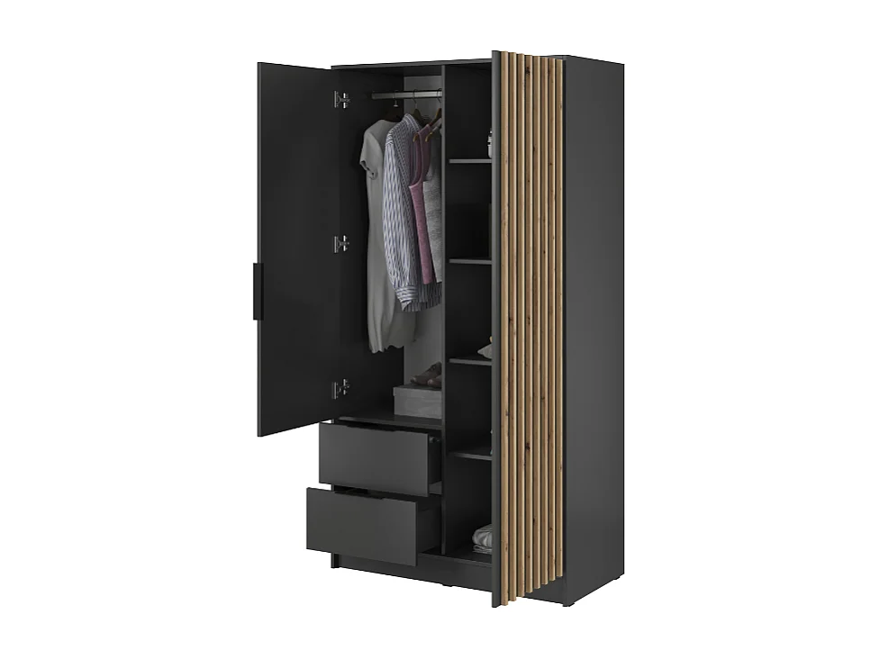 Roupeiro c/espelho AMBIHOME ELLY 04 - Grafite, C105xP51xA200cm