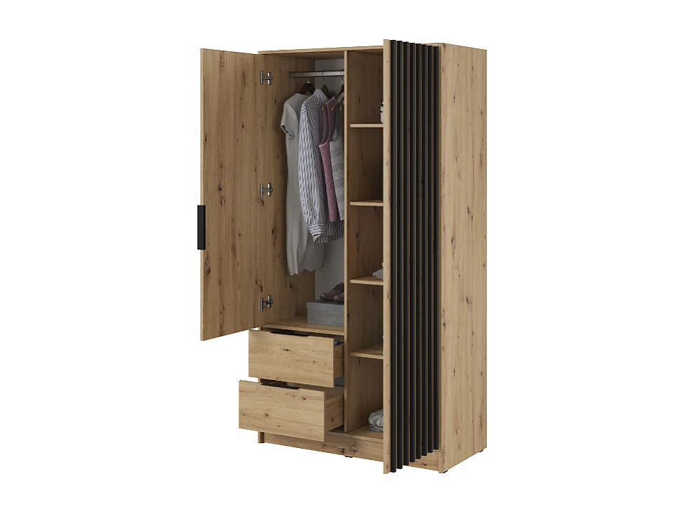 Roupeiro c/espelho AMBIHOME ELLY 04 - Carvalho Artesanal, C105xP51xA200cm