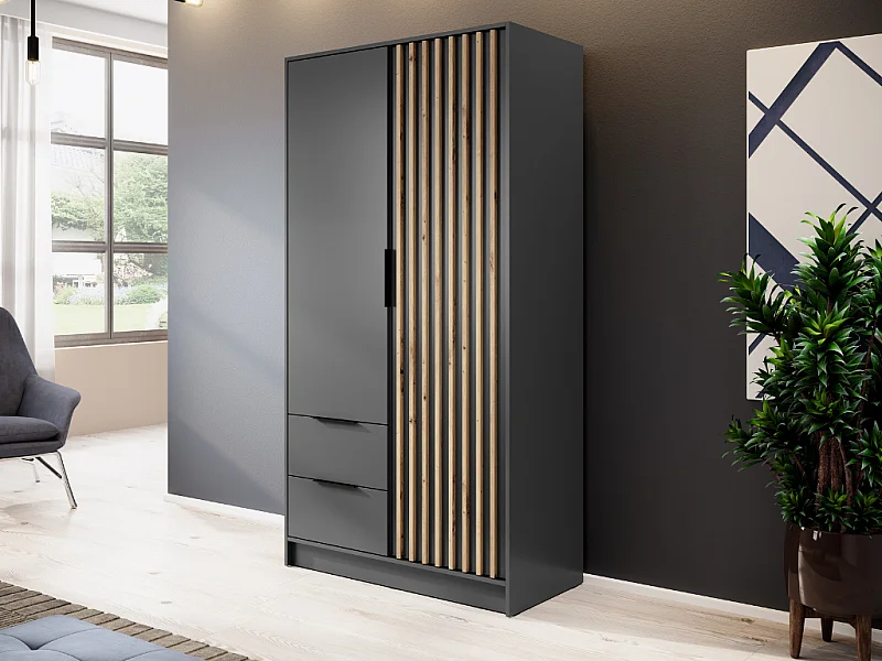 Roupeiro AMBIHOME ELLY 03 - Grafite, C105xP51xA200cm