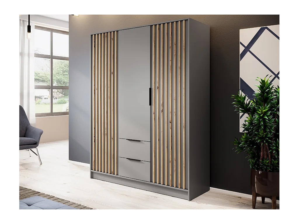 Roupeiro AMBIHOME ELLY 05 - Cinzento, C155xP51xA200cm