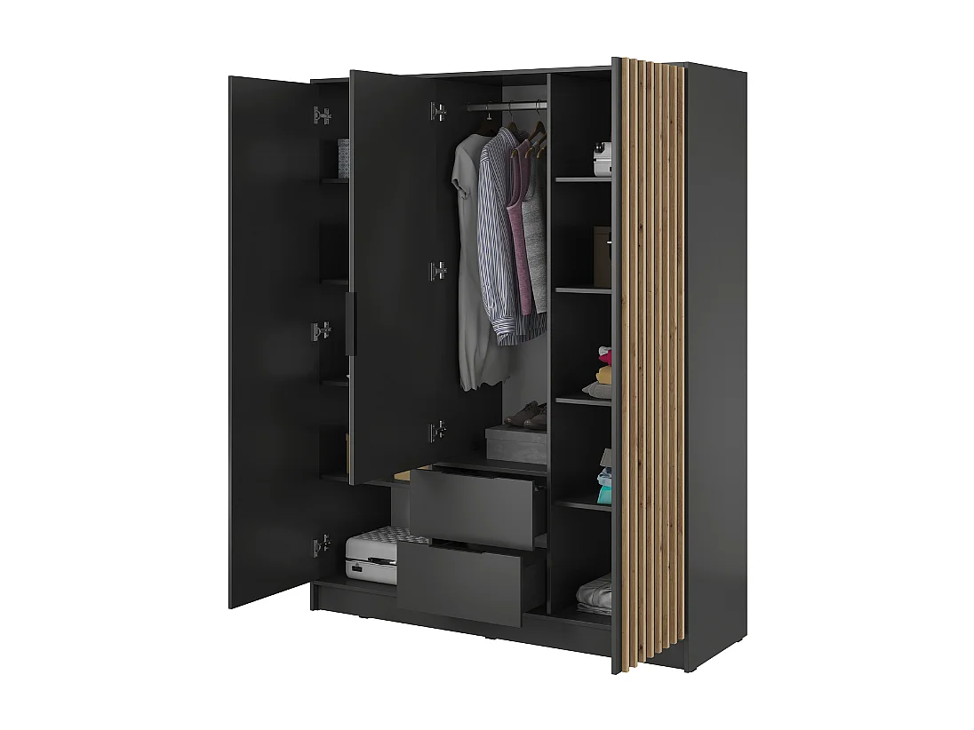 Roupeiro c/espelho AMBIHOME ELLY 06 - Grafite, C155xP51xA200cm