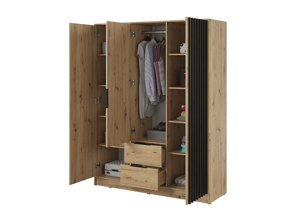 Roupeiro c/espelho AMBIHOME ELLY 06 - Carvalho Artesanal, C155xP51xA200cm