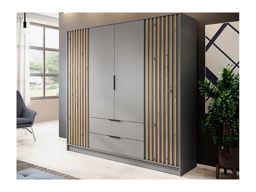 Roupeiro AMBIHOME ELLY 07 - Cinzento, C206xP51xA200cm