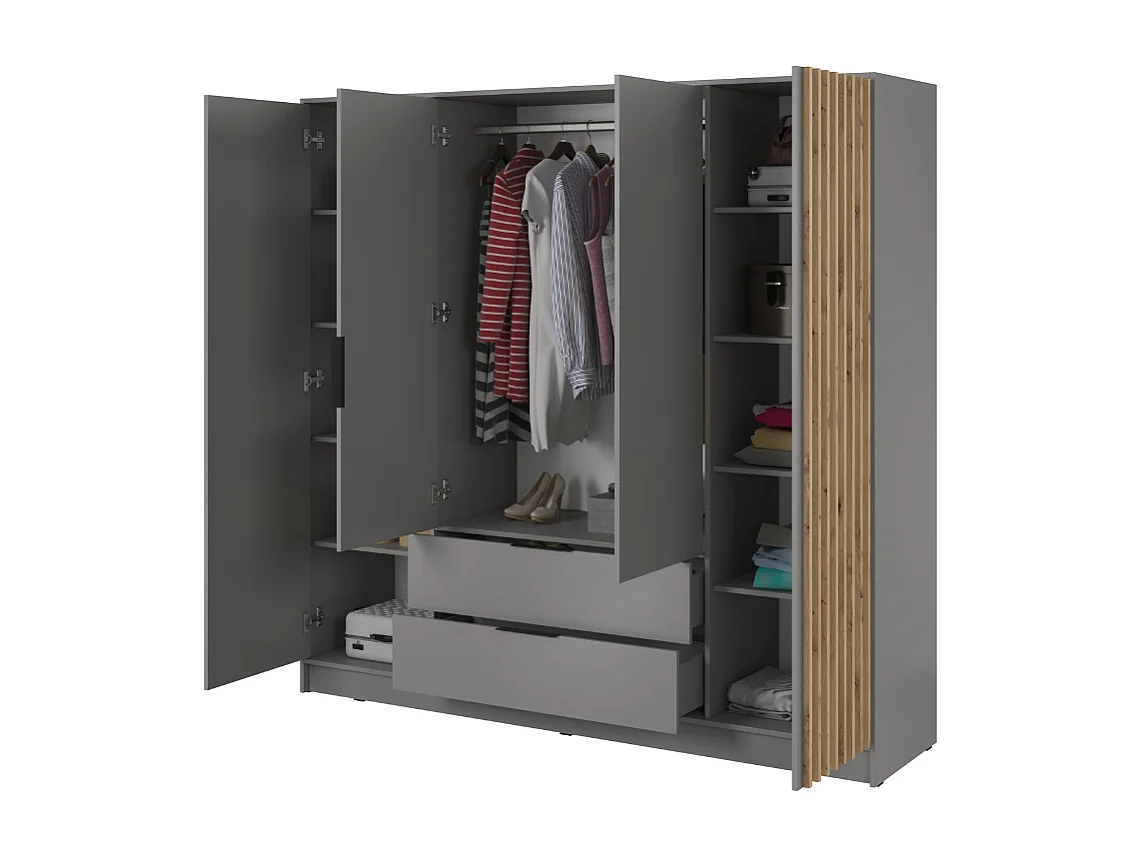 Roupeiro AMBIHOME ELLY 07 - Cinzento, C206xP51xA200cm