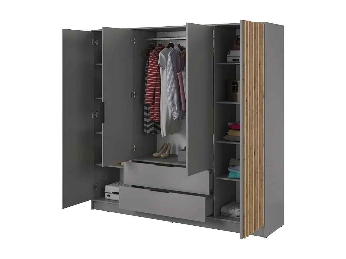 Roupeiro AMBIHOME ELLY 07 - Cinzento, C206xP51xA200cm