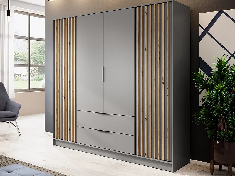 Roupeiro AMBIHOME ELLY 07 - Cinzento, C206xP51xA200cm