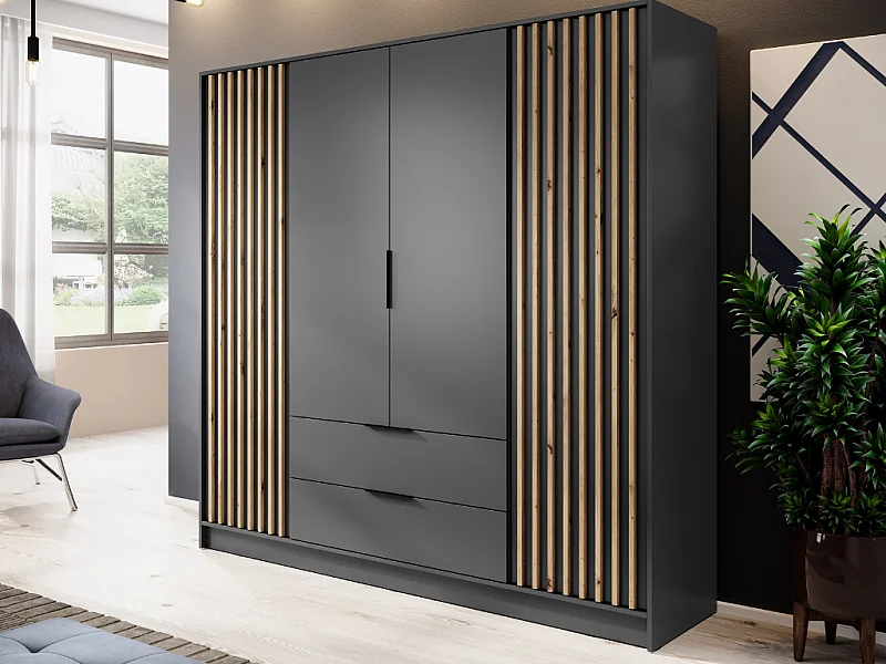 Roupeiro AMBIHOME ELLY 07 - Grafite, C206xP51xA200cm