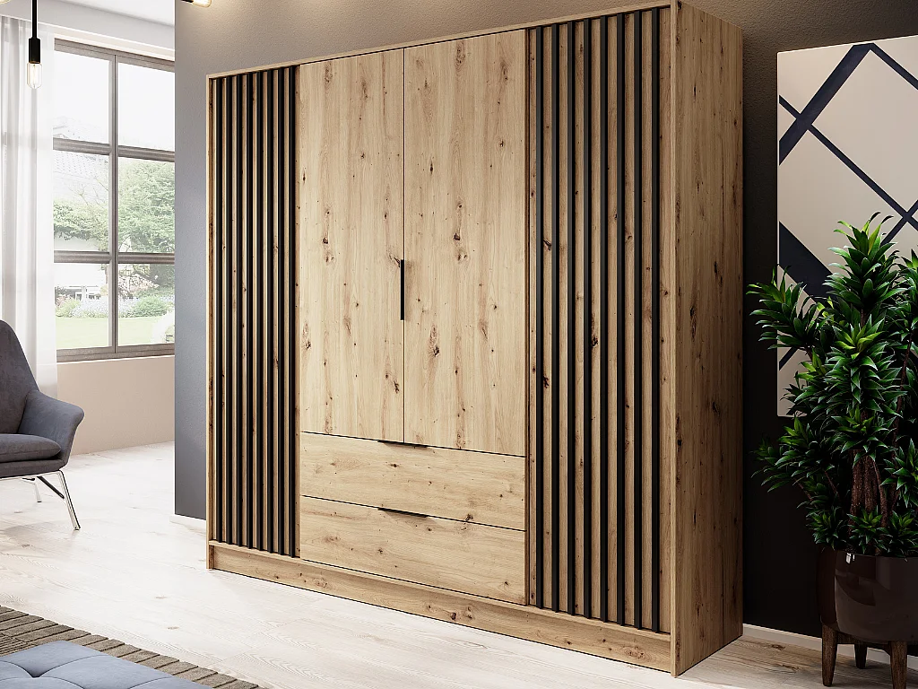 Roupeiro AMBIHOME ELLY 07 - Carvalho Artesanal, C206xP51xA200cm