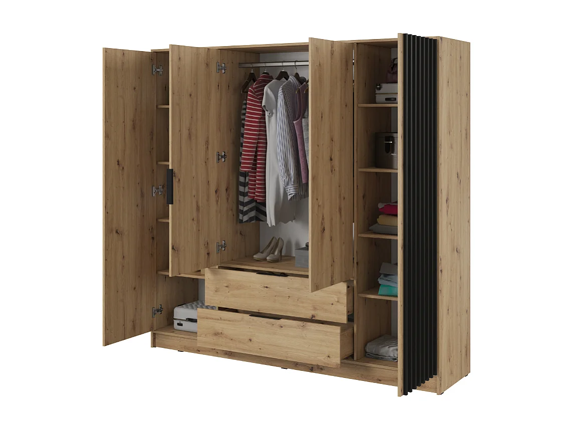 Roupeiro AMBIHOME ELLY 07 - Carvalho Artesanal, C206xP51xA200cm