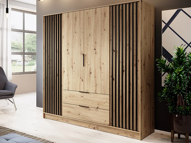 Roupeiro AMBIHOME ELLY 07 - Carvalho Artesanal, C206xP51xA200cm